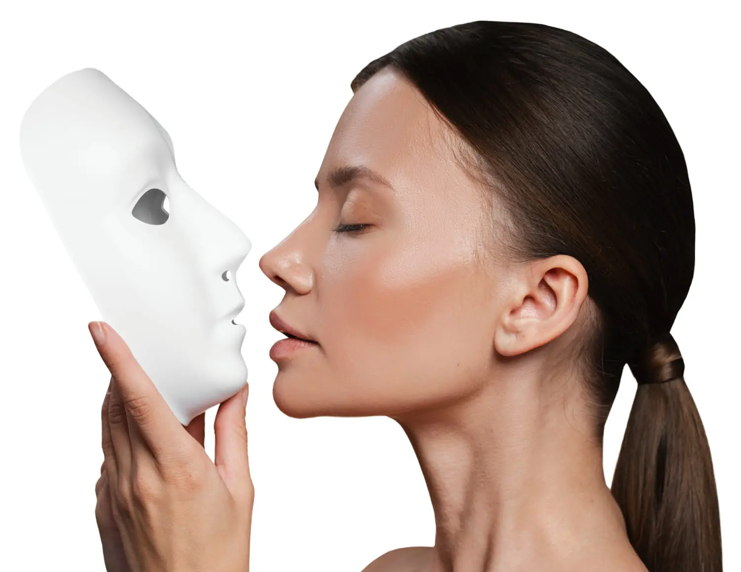 A confident woman with black hair smiles after jaw surgery at Gianquinto Orthodontic Arts in Bakersfield, Tehachapi or Mammoth Lakes, CA.